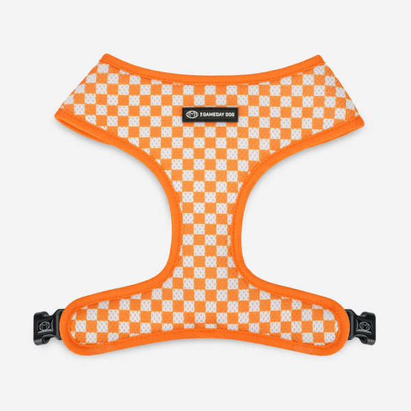 The GameDay Dog Tennessee Reversible Harness Checkerboard Pattern